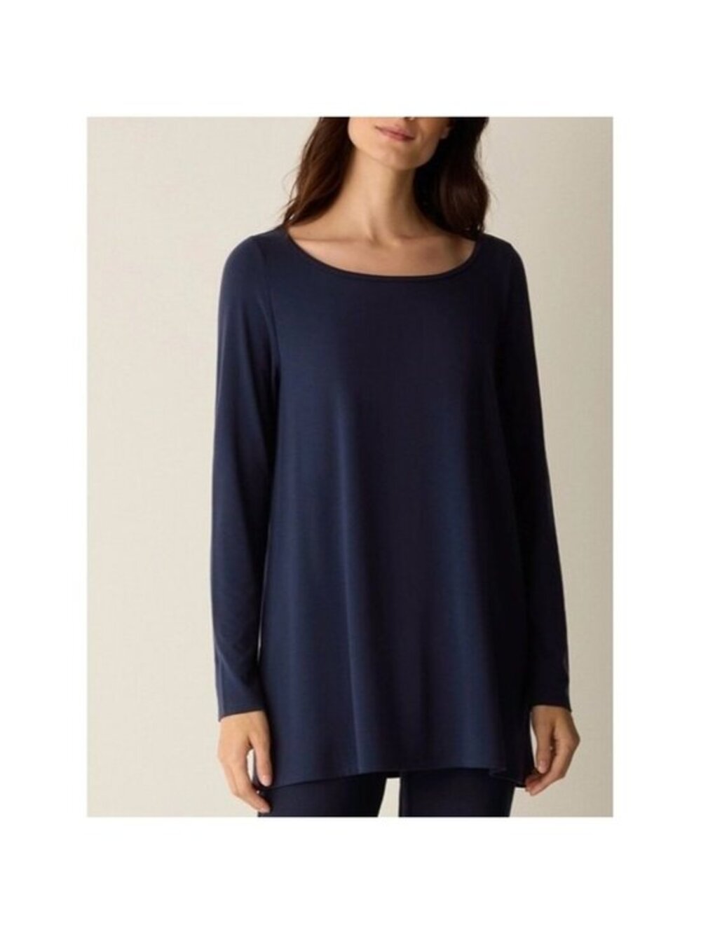 Eileen Fisher Navy Long-Sleeve Scoop Neck Women's Top XL  BALLET STYLE